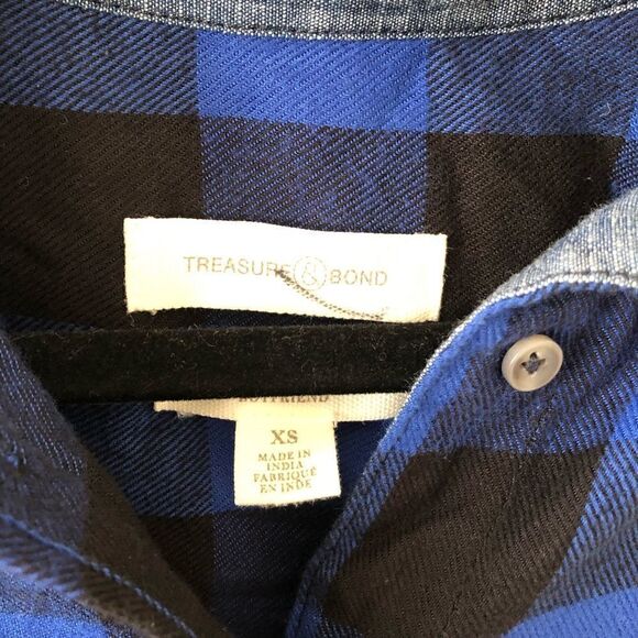 Nwt- Treasure and Bond Buffalo Blue Plaid Flannel - Picture 4 of 6